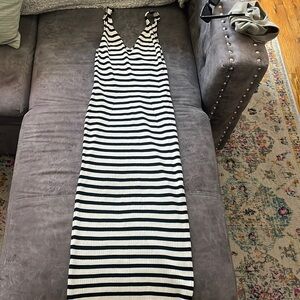 Black and white stripe knit summer dress